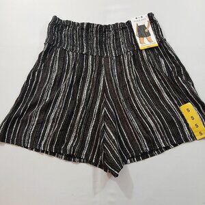 Three Dots Womens Printed Black Shorts Small Striped Lightweight Rayon Casual